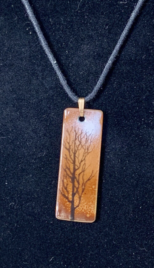 Enamel Tree Pendant - Brown