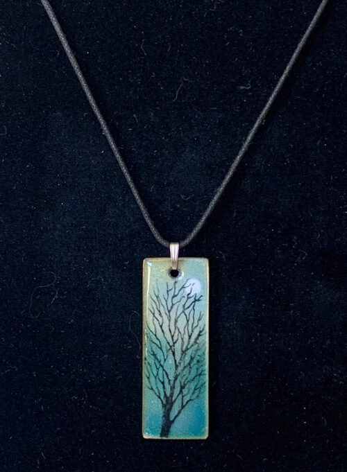 Enamel Tree Pendant - Turquoise